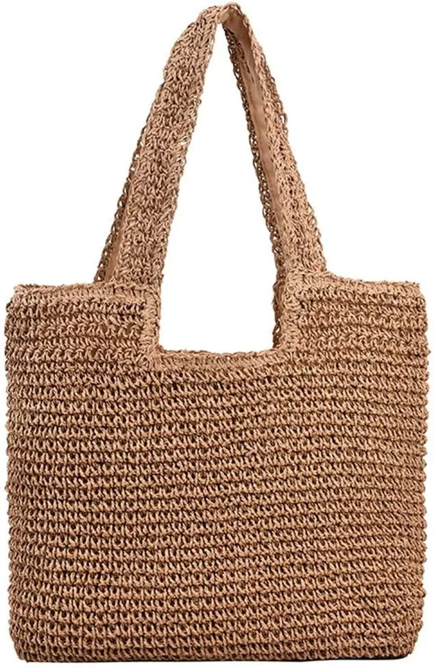 Geelyda Summer Straw Beach Bags for Women - Women Beach Handmade Woven Tote Bag, Soft Large Woven Shoulder Purse