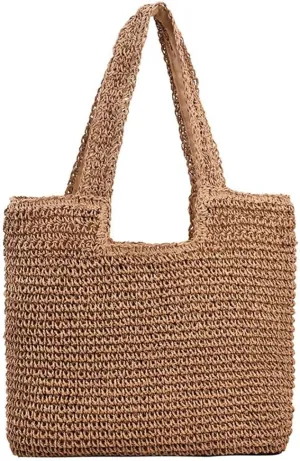 Geelyda Summer Straw Beach Bags for Women - Women Beach Handmade Woven Tote Bag, Soft Large Woven Shoulder Purse