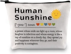 GJTIM Human Sunshine Definition Makeup Bag Inspirational Gift for Women Positivity Appreciation Gift for Teacher Coworker Friends (Human Sunshine Bag)