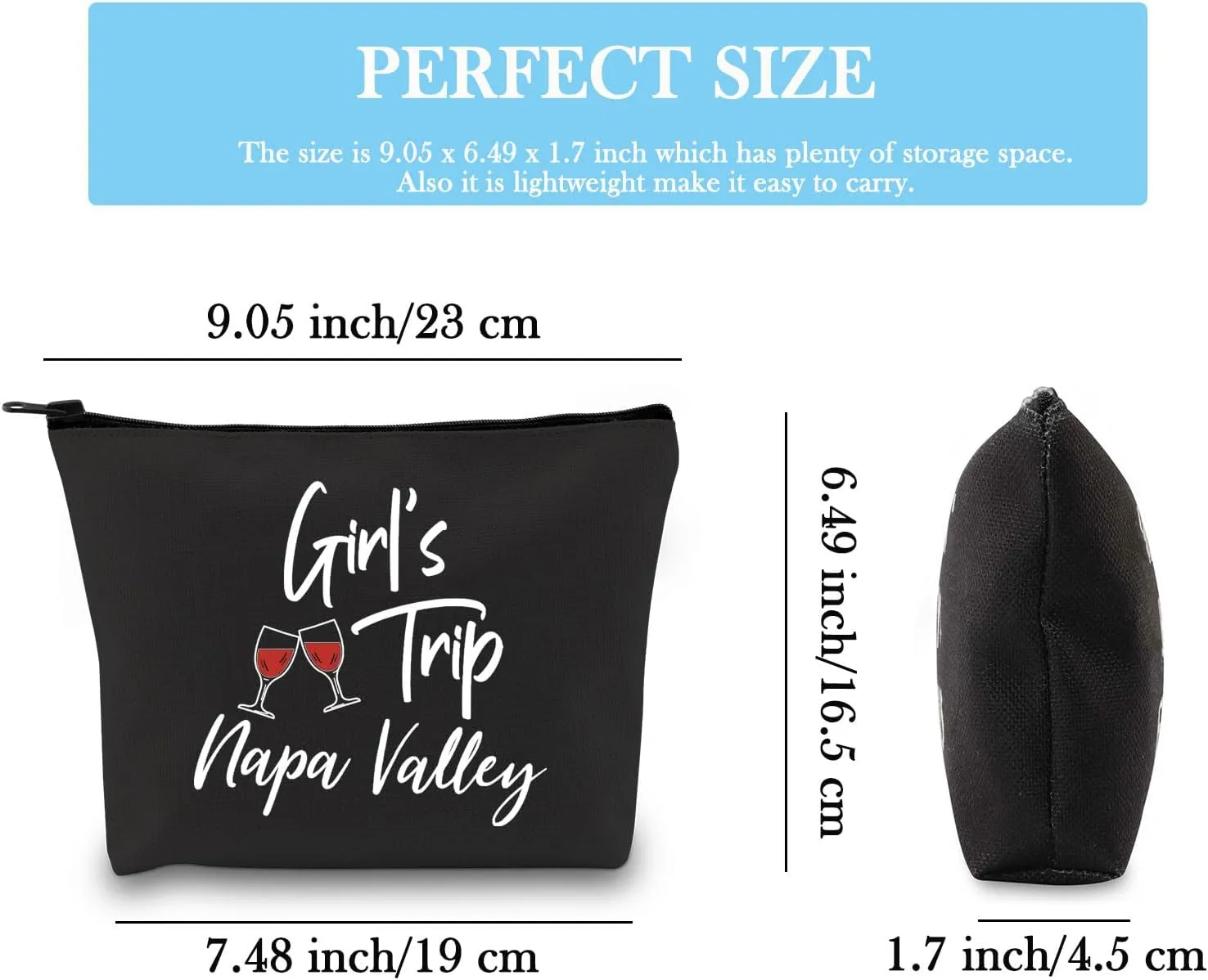 GJTIM Napa Valley Travel Gift California Funny City Trip Gift Girls Trip Gift Napa Valley Makeup Travel Bag for Californian Women (Napa Valley Black)