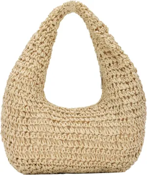 GOKTOW Crescent Straw Handbag for Women,Summer Raffia Beach Purse Tote Hobo Bag 2025