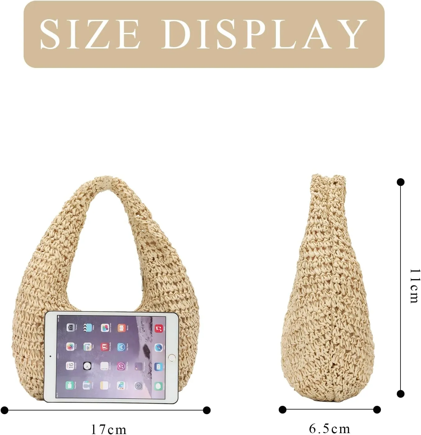 GOKTOW Crescent Straw Handbag for Women,Summer Raffia Beach Purse Tote Hobo Bag 2025