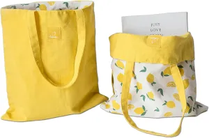 GOLD XIONG PADISHAH Double-Sided Canvas Tote Bag, Reusable Shopping Bag, Shoulder Bag With Fruit Pattern