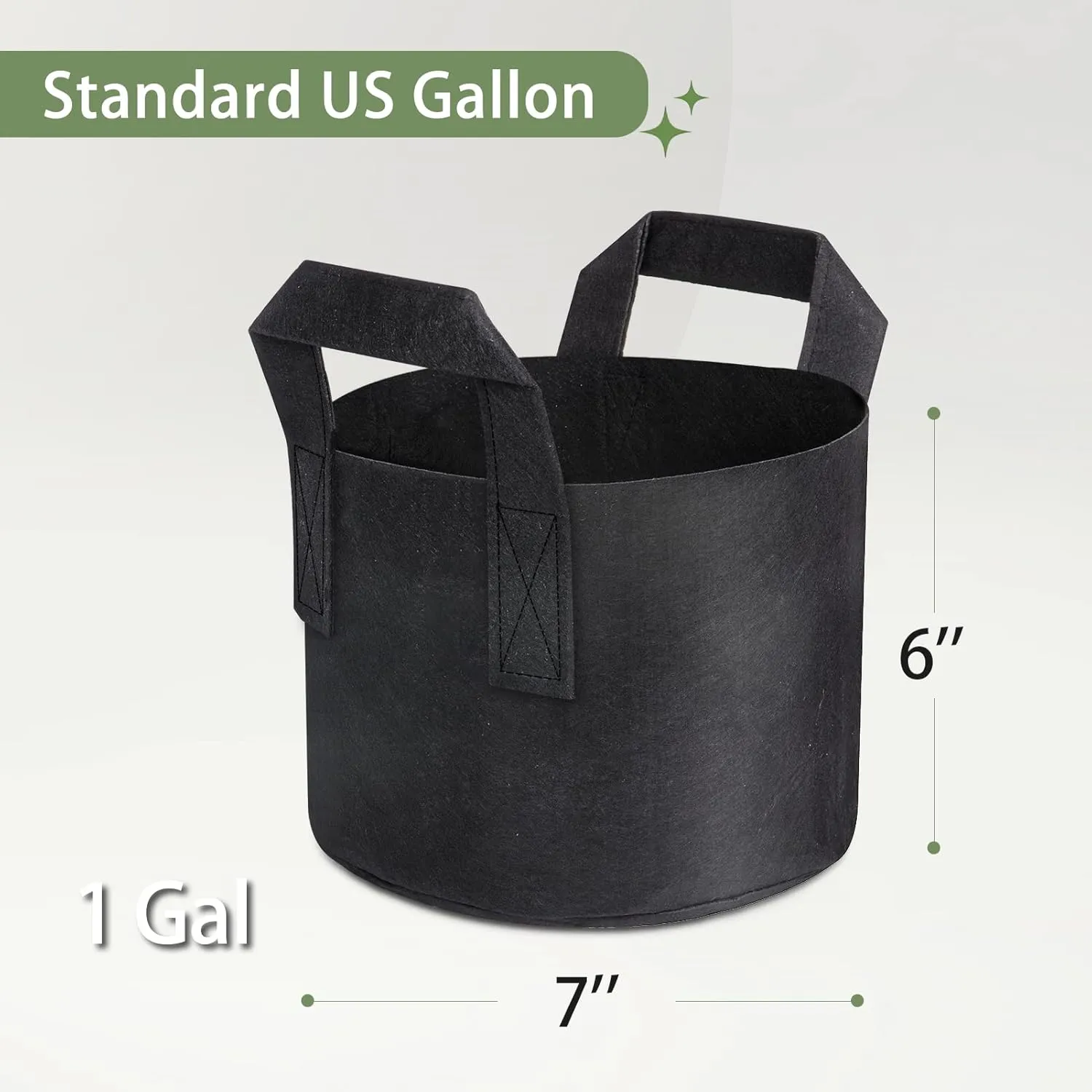GreatBuddy 1 Gallon Grow Bags 24-Pack, Thick Fabric Pots for Plants, Sturdy Handles & Reinforced Stitching, Labels Included, Black