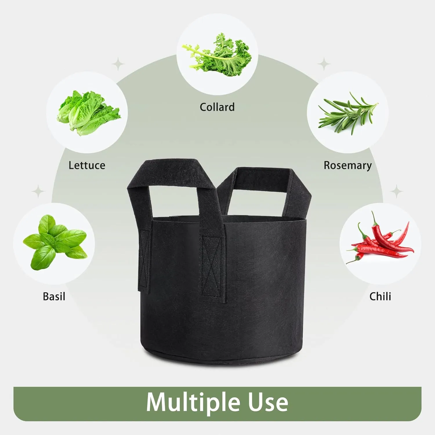 GreatBuddy 1 Gallon Grow Bags 24-Pack, Thick Fabric Pots for Plants, Sturdy Handles & Reinforced Stitching, Labels Included, Black