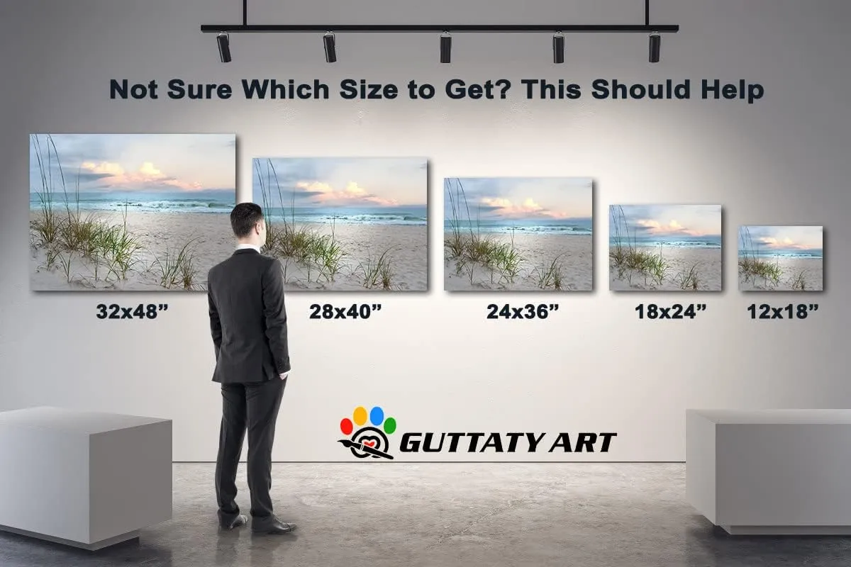 GUTTATY Beach Canvas Wall Art, Ocean Pictures Coastal Art Painting for Living Room Wall Decoration, Sea Poster Seascape Art Framed Canvas Print for Room Home Office Wall Decor (12x18 Inches)