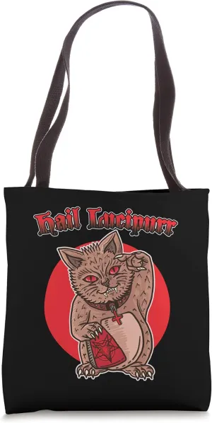 Hail Lucipurr Asian Lucky Cat Satan Kitten Rock Music Metal Tote Bag
