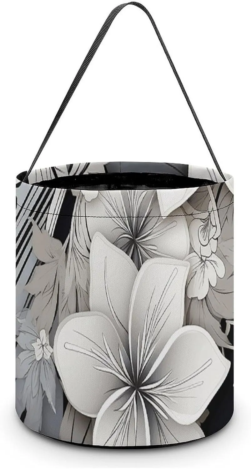 Halloween Tote Bags, Intricate Flowers Pattern Print Trick Or Treat Bags Halloween Candy Bags Halloween Party Bags