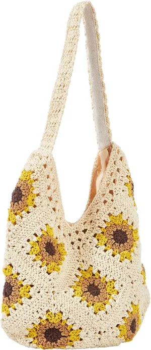 Hand-woven Soft Large Straw Shoulder Bag Retro Boho Tote Bags Summer Beach Bag Rattan Handbag