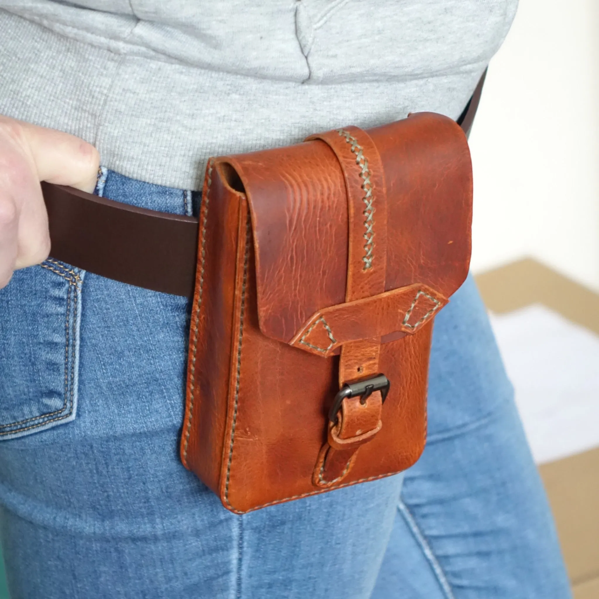 Handmade Leather Waist Bag- Belt Bag