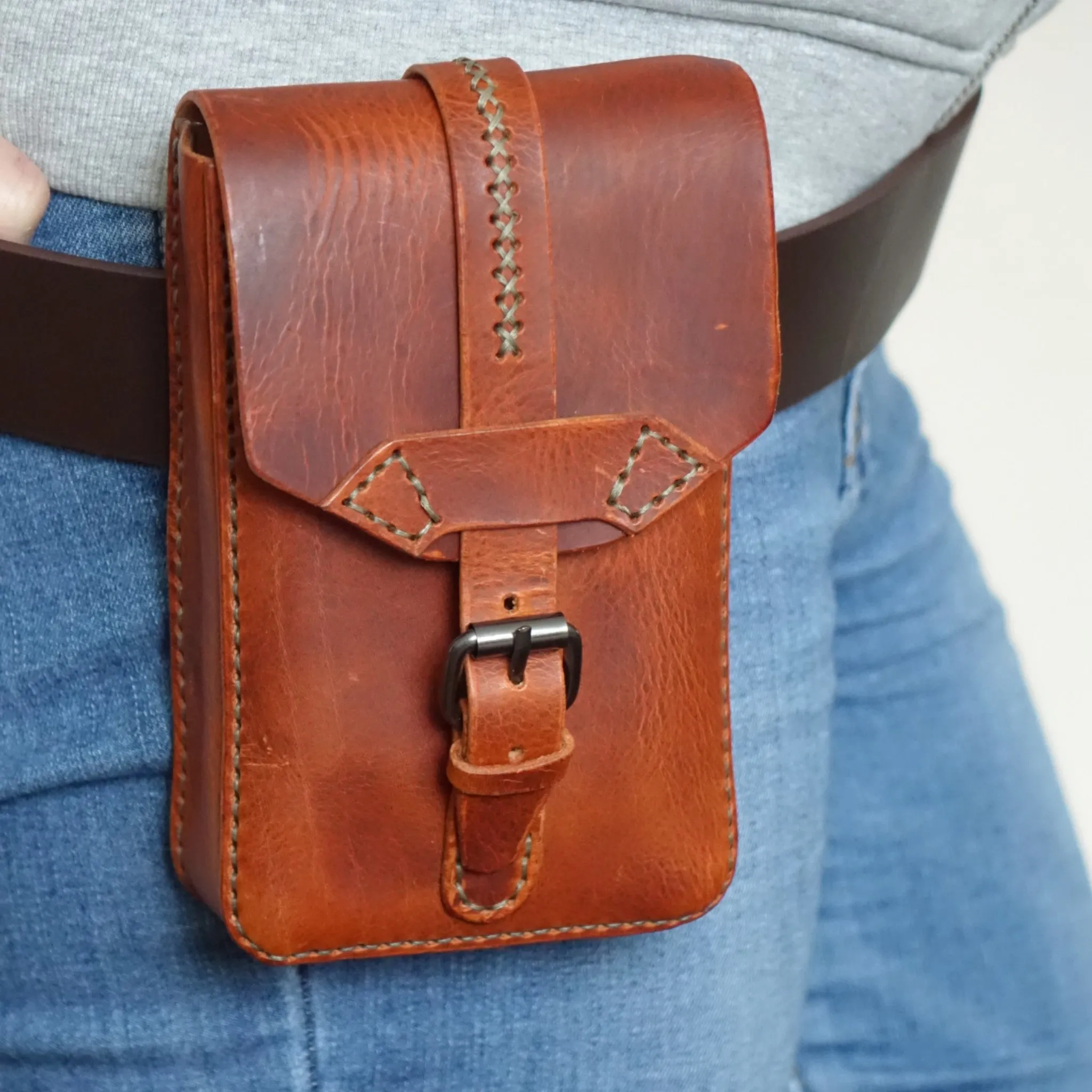 Handmade Leather Waist Bag- Belt Bag