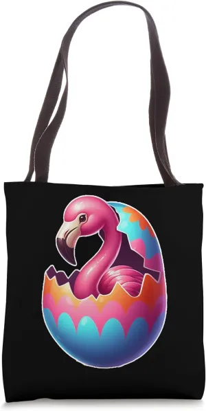 Happy Easter Flamingo Hatchling Tote Bag