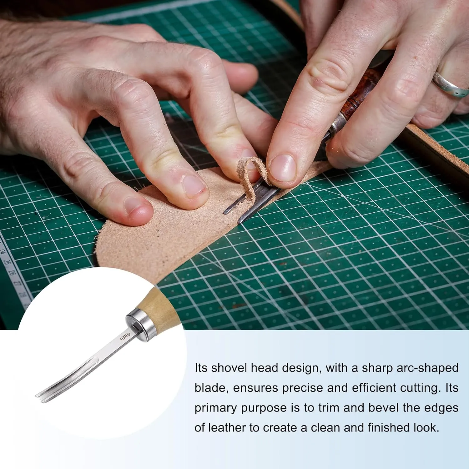 HARFINGTON 5pcs Leather Edge Beveler 4mm Wide Mouth Leather Edge Skiving Tool with 2 Side Whetstone Polishing Compound for Leather Working Tools Skiver DIY Leathercraft Cutting