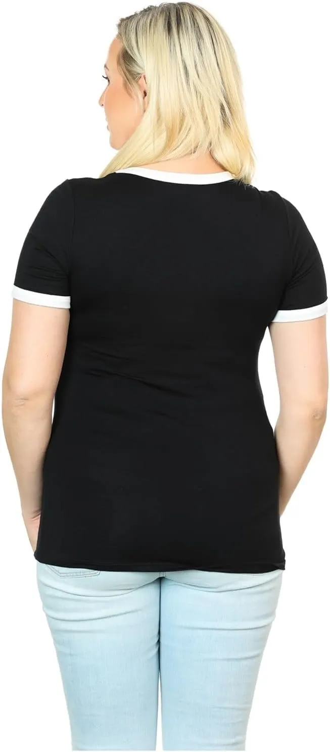 Harley-Davidson Women's Boho Glory Colorblock Trim Crew Neck Tee Shirt, Black