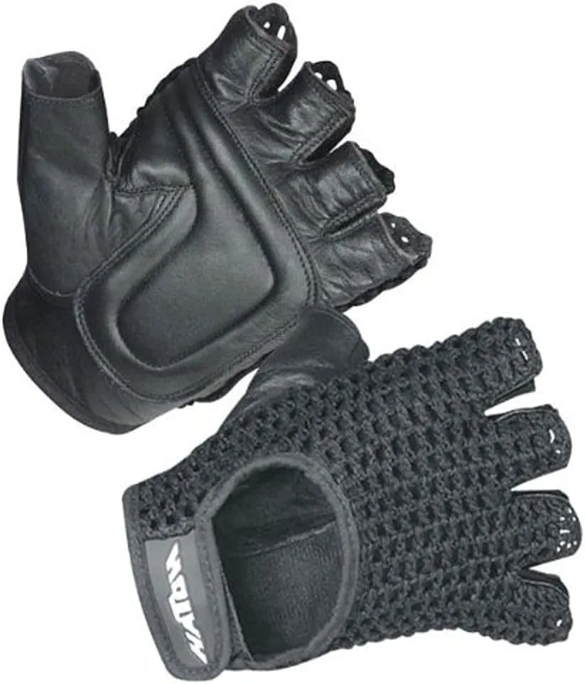 Hatch Mesh-Back Fingerless Gloves, Black, Medium, Ideal for Wheelchair Users, Increases Grip, Reinforced Foam Padding for Comfort, Adjustable Closure, Open-Fingers for Ventilation