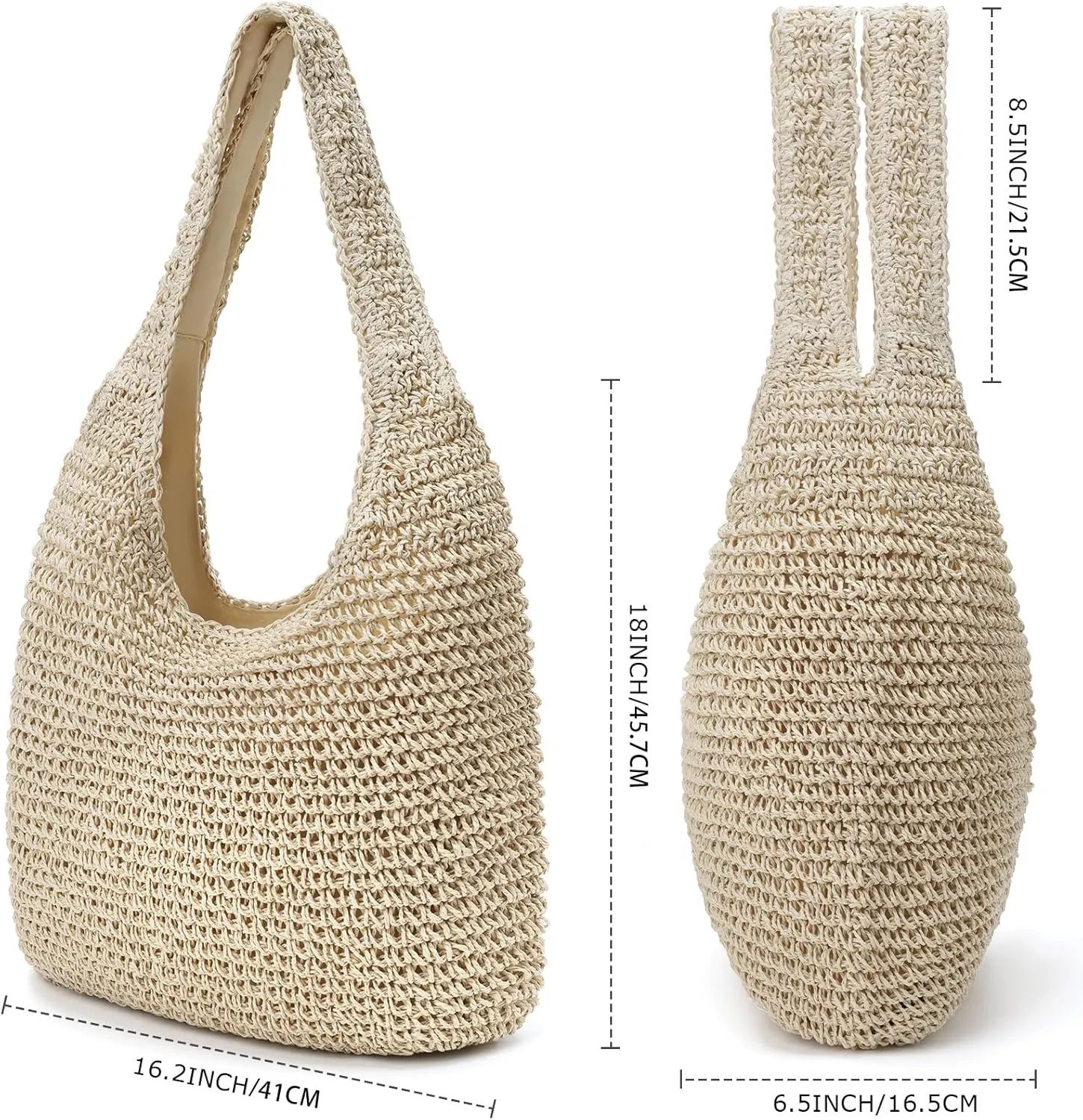 hatisan Straw Beach Bag for Women Summer Woven Beach Tote Bag Shoulder Handbags Boho Bag