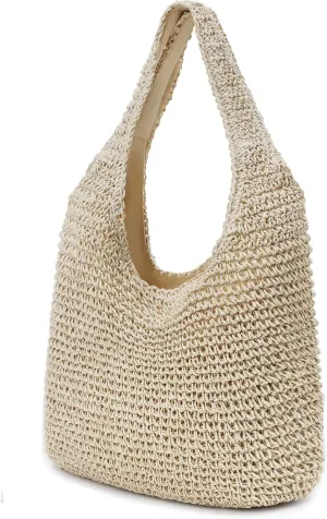 hatisan Straw Beach Bag for Women Summer Woven Beach Tote Bag Shoulder Handbags Boho Bag
