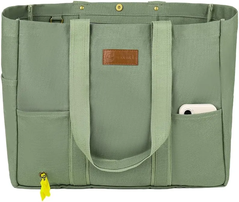 Heavy Duty Canvas Travel Tote Bag for Women, Large Reusable Grocery Shopping Bag with Reinforced Handles
