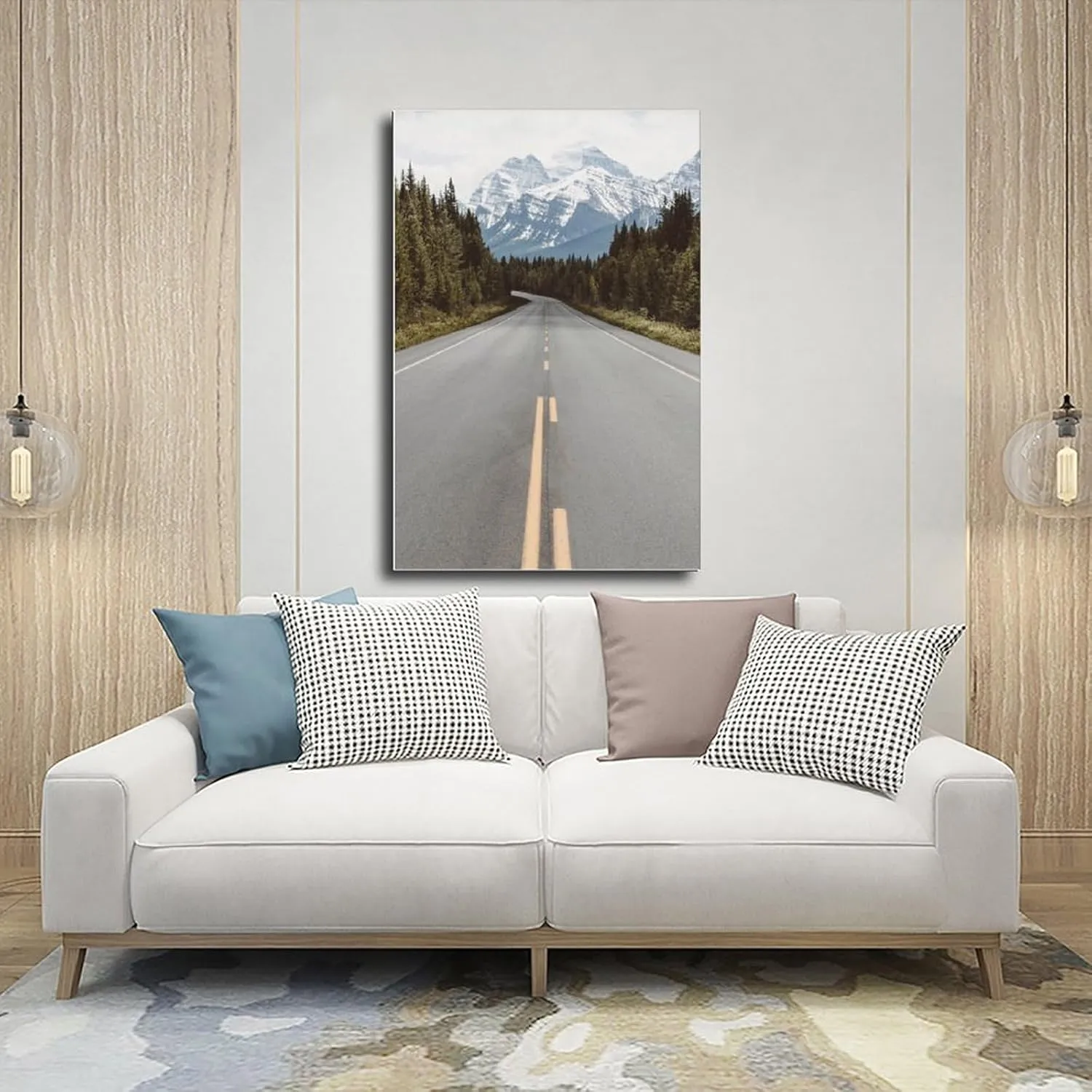 HEOVI Highway Road, Forest Landscape Road, Mountain Highway Photography Living Room Bedroom Canvas Wall Art Print Poster For Home School Office Decor Unframe-style 20x30inch(50x75cm)