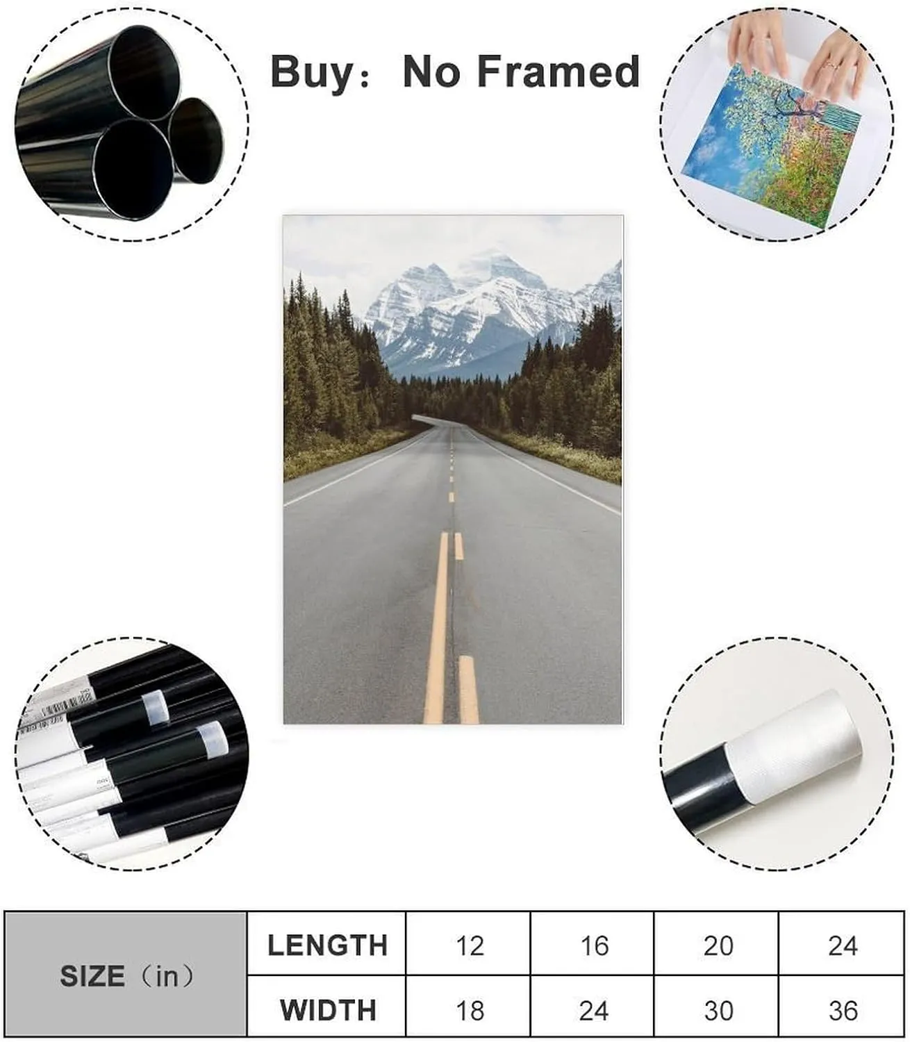 HEOVI Highway Road, Forest Landscape Road, Mountain Highway Photography Living Room Bedroom Canvas Wall Art Print Poster For Home School Office Decor Unframe-style 20x30inch(50x75cm)