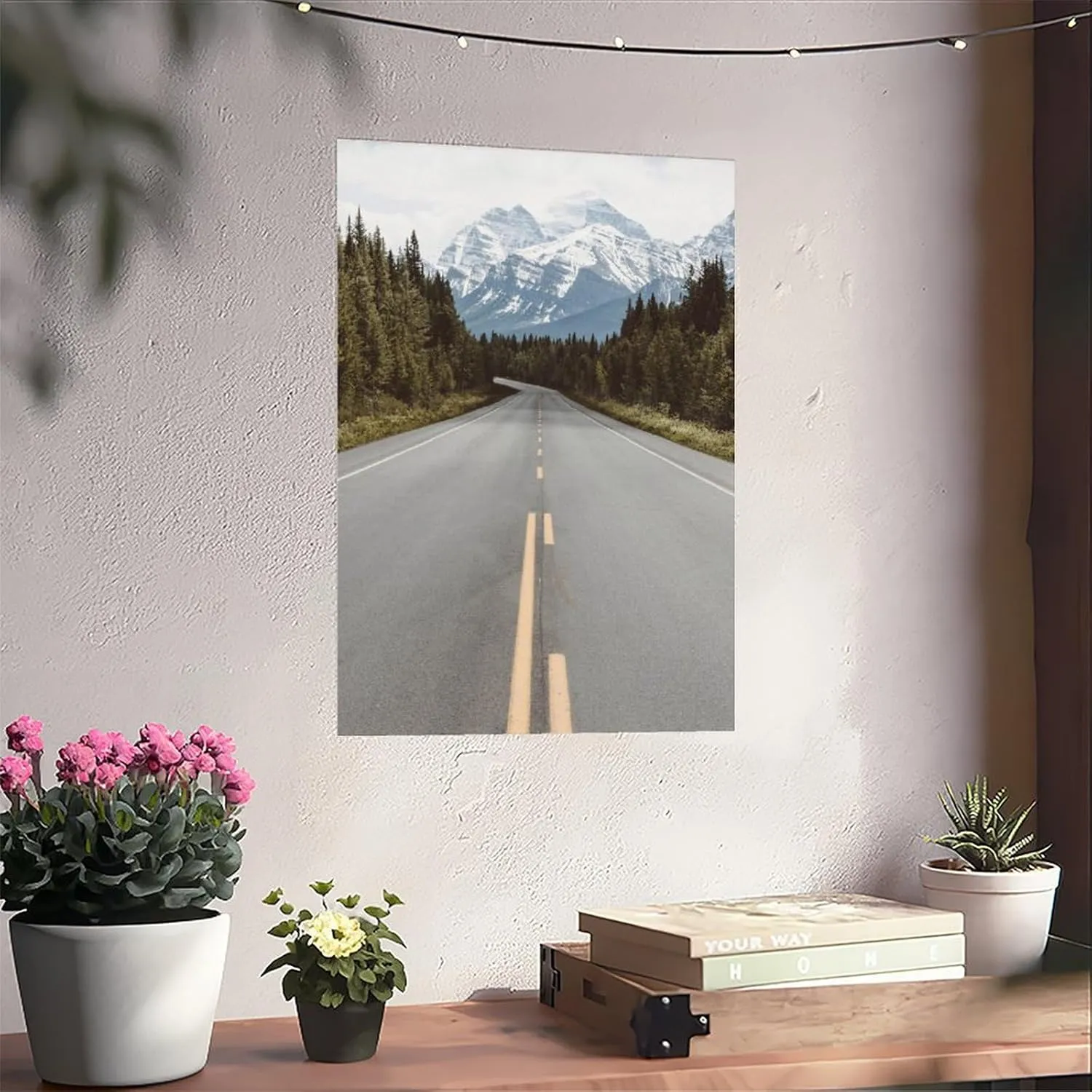 HEOVI Highway Road, Forest Landscape Road, Mountain Highway Photography Living Room Bedroom Canvas Wall Art Print Poster For Home School Office Decor Unframe-style 20x30inch(50x75cm)