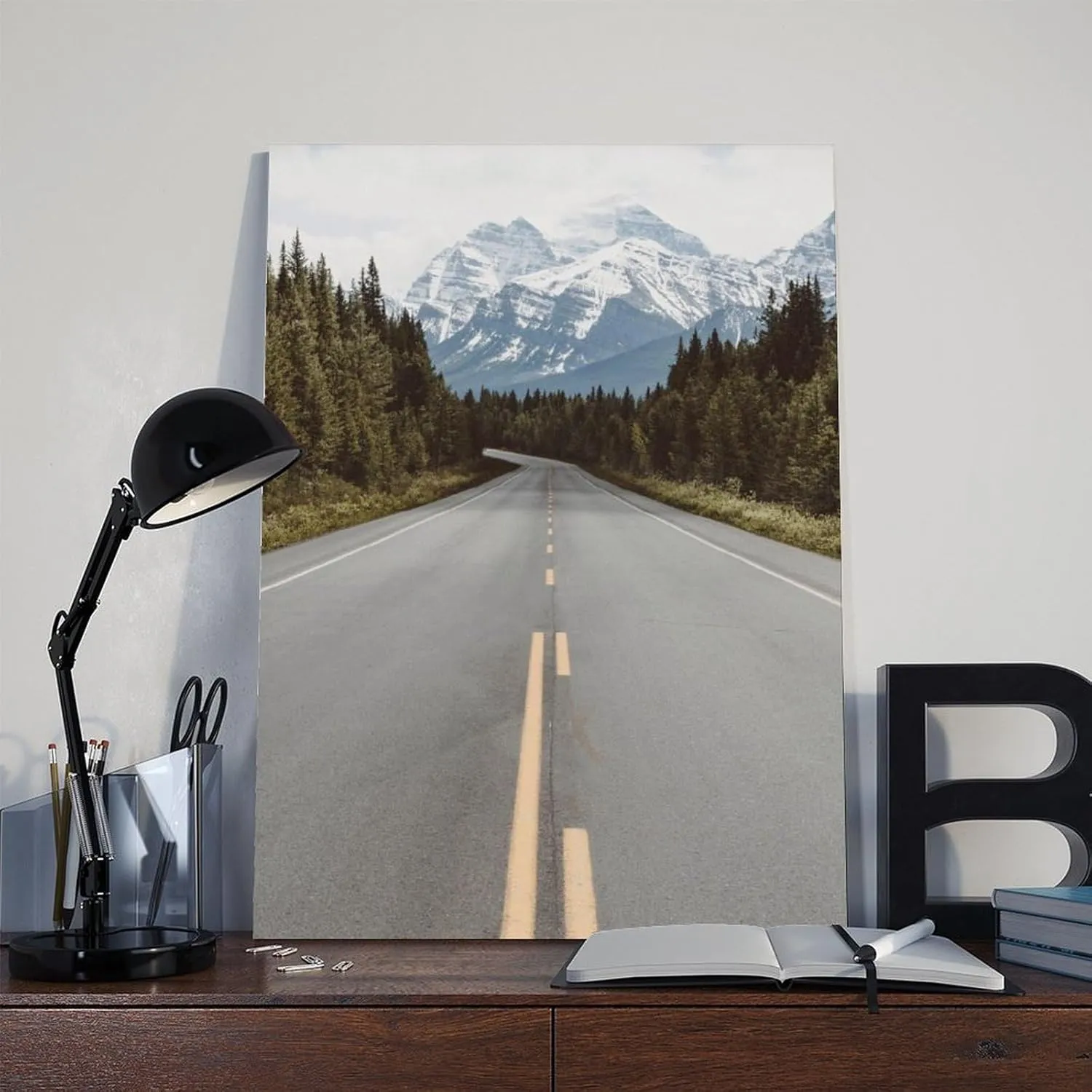 HEOVI Highway Road, Forest Landscape Road, Mountain Highway Photography Living Room Bedroom Canvas Wall Art Print Poster For Home School Office Decor Unframe-style 20x30inch(50x75cm)