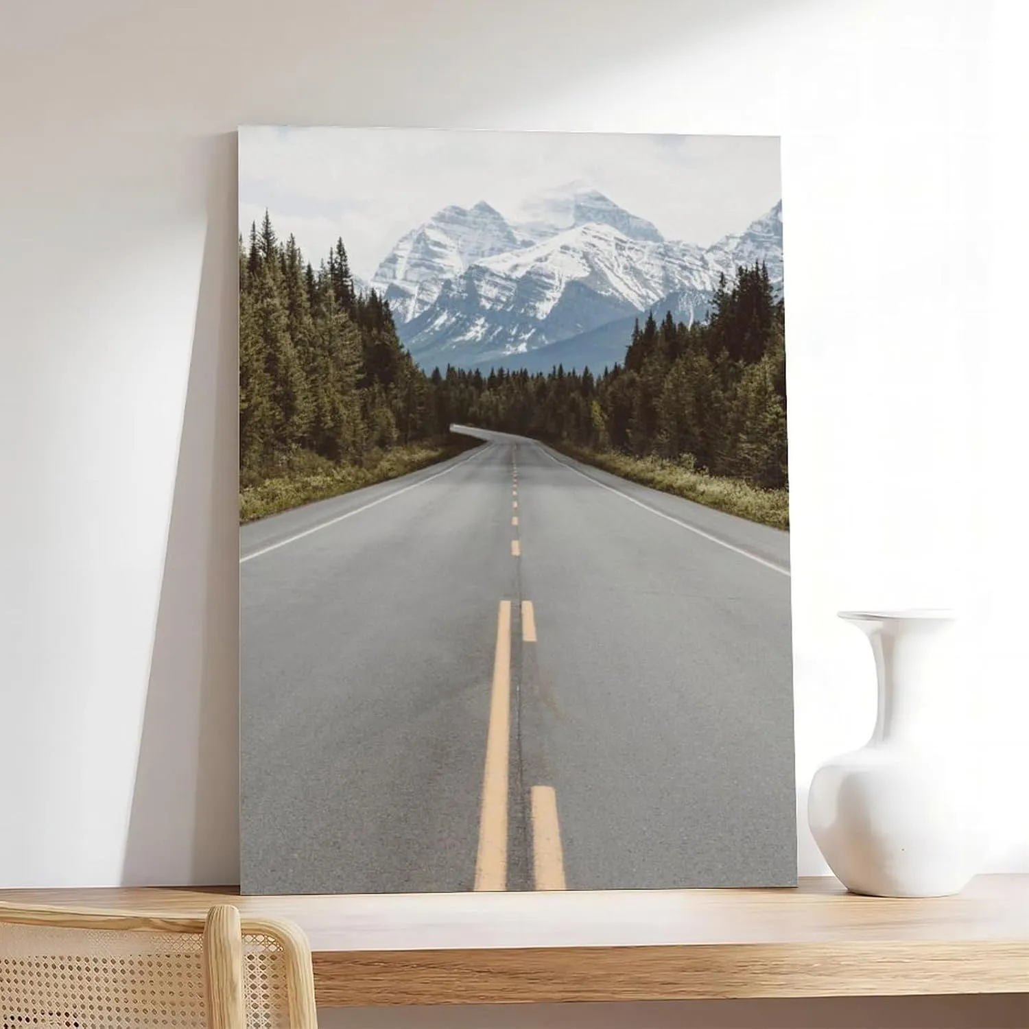 HEOVI Highway Road, Forest Landscape Road, Mountain Highway Photography Living Room Bedroom Canvas Wall Art Print Poster For Home School Office Decor Unframe-style 20x30inch(50x75cm)