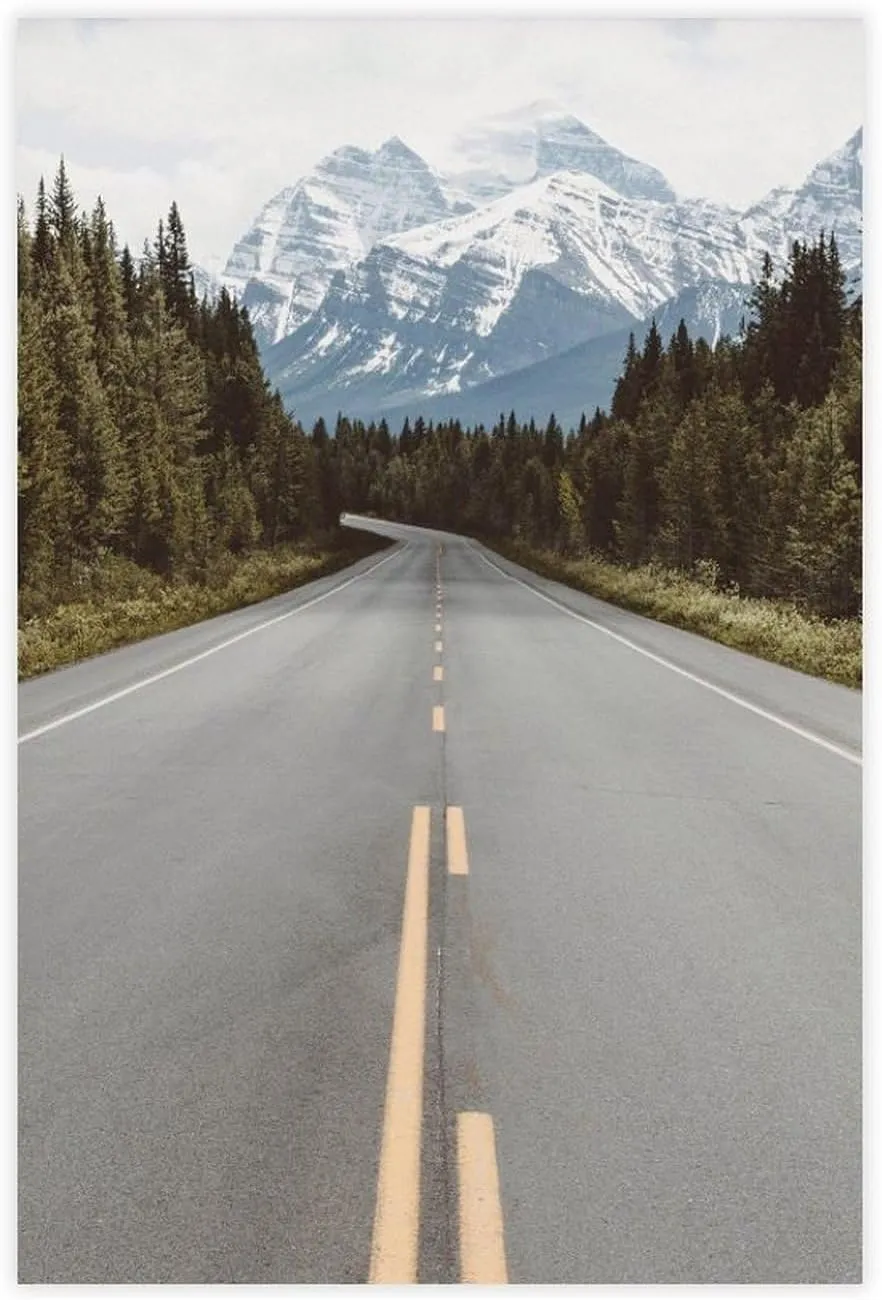 HEOVI Highway Road, Forest Landscape Road, Mountain Highway Photography Living Room Bedroom Canvas Wall Art Print Poster For Home School Office Decor Unframe-style 20x30inch(50x75cm)