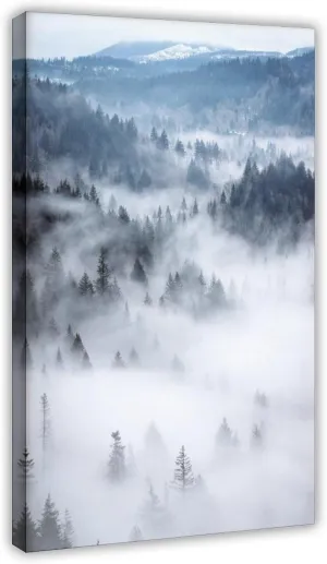 HEOVI Mountain Forest, Modern Blue Nature Photography, Landscape Digital Canvas Posters Wall Art Bedroom Office Room Decor Gift Frame-style 12x18inch(30x45cm)