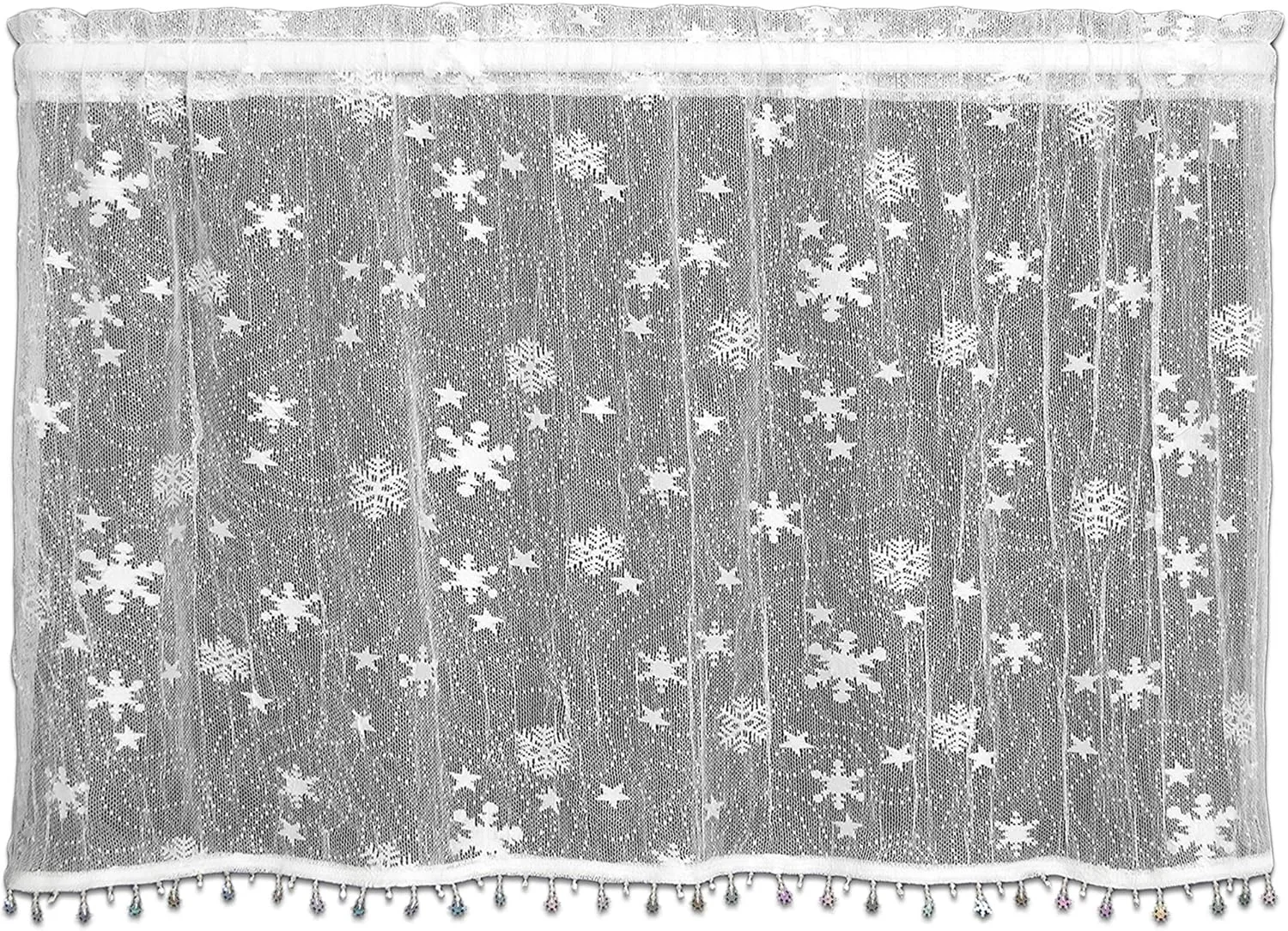 Heritage Lace Wind Chill Tier with Trim, 45 by 36-Inch, White