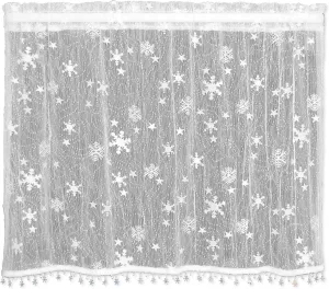 Heritage Lace Wind Chill Tier with Trim, 45 by 36-Inch, White