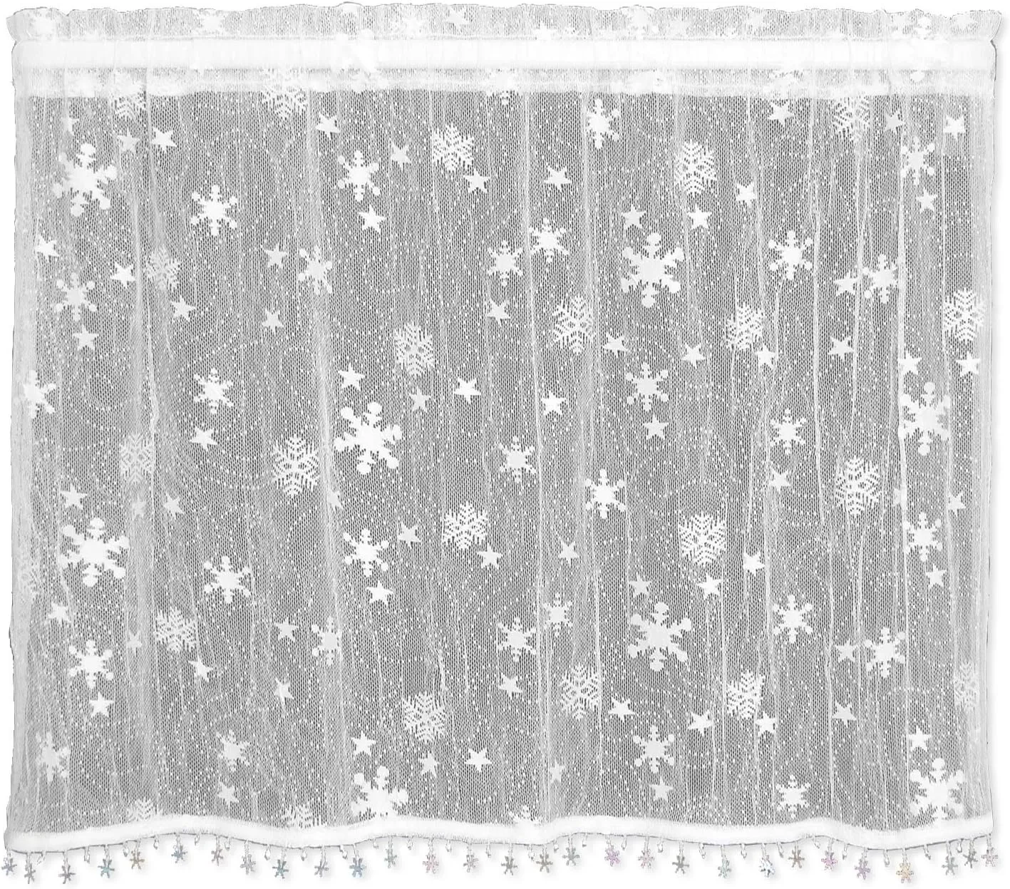 Heritage Lace Wind Chill Tier with Trim, 45 by 36-Inch, White