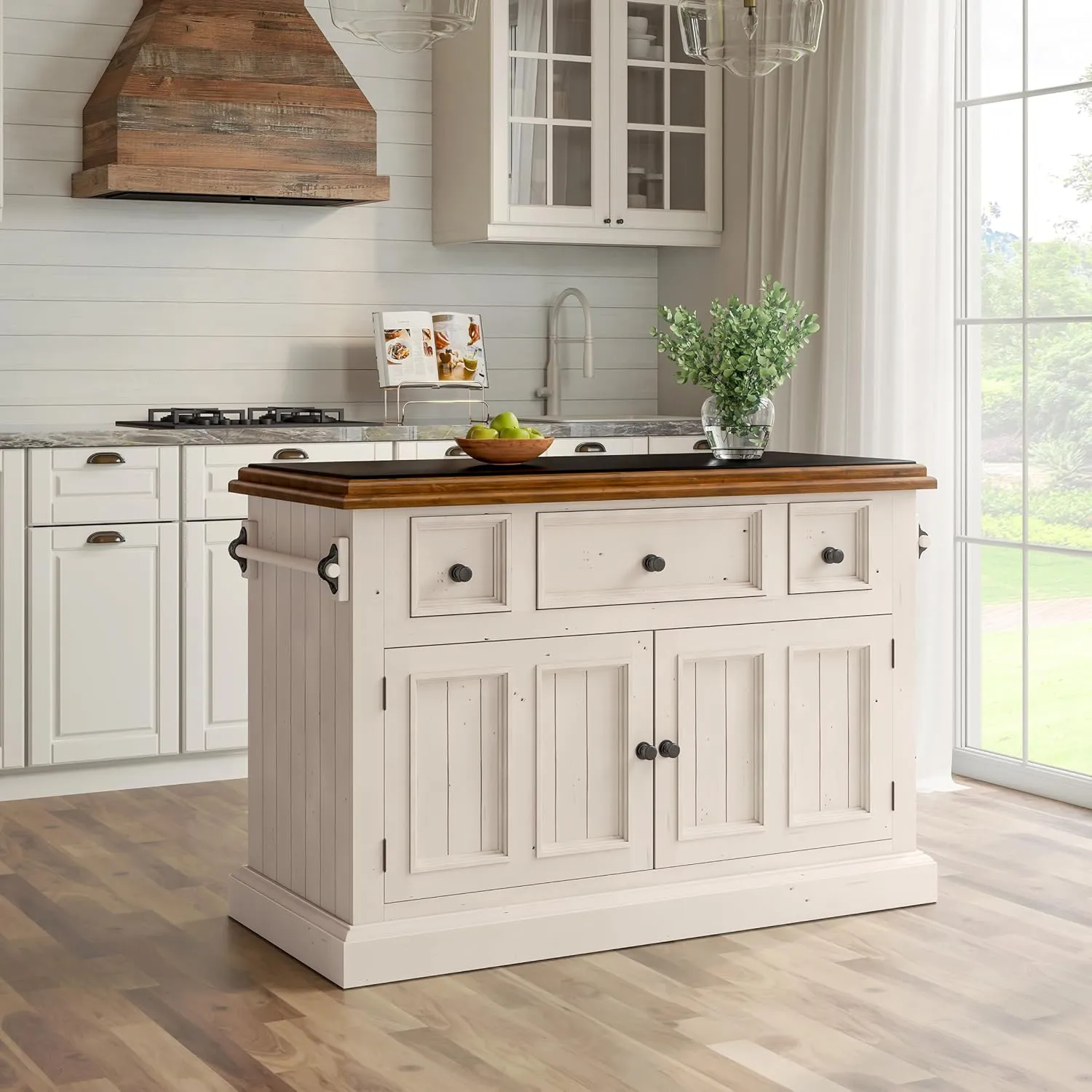 Hillsdale Tuscan Retreat ® Wood Kitchen Island, Country White