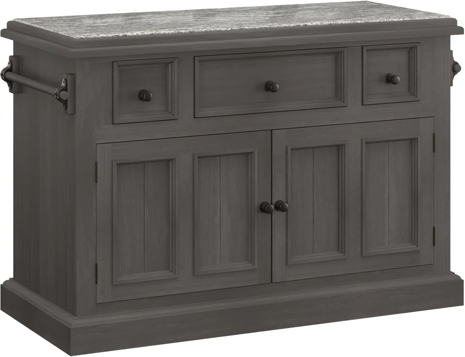 Hillsdale Tuscan Retreat ® Wood Kitchen Island with Granite Top, Wire Brush Gray