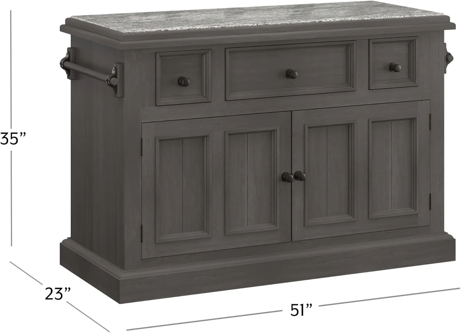 Hillsdale Tuscan Retreat ® Wood Kitchen Island with Granite Top, Wire Brush Gray
