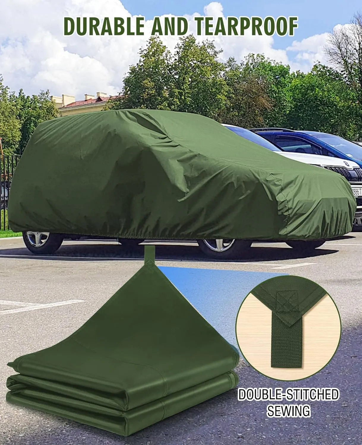 HIRALIY 20 Mil Heavy Duty Waterproof Tarp, 12x15ft Green Tarpaulin with Reinforced Webbing Loops, Multipurpose Oxford Canvas Tarp for Firewood, Roof, Camping, Pool