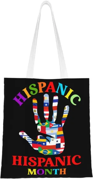 Hispanic Heritage Month Tote Bag for Women Canvas Tote Bags Reusable Shopping Bags Use For Shopping The Tote Bag,Grocery Bags,DIY Gift Bags