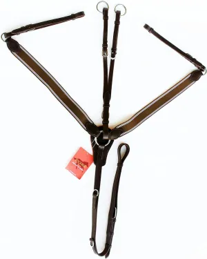 Horse English Padded Leather Riding Tack Stretchable Nylon Brown Breastplate 803880CKF