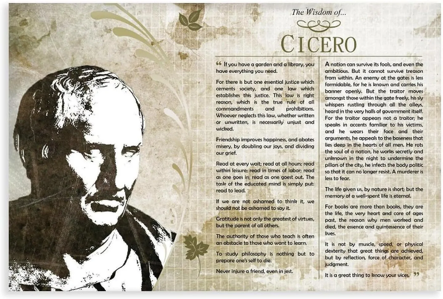 HSUTMEZ The Wisdom of Cicero - De Re Publica Philosophy Canvas Poster Wall Art Decor Print Picture Paintings for Living Room Bedroom Decoration 16x24inch(40x60cm)