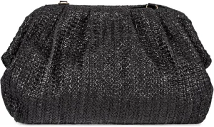 Huralona Women Straw Woven Clutch Purse Pleated Handbag for Summer Beach Vacation Straw Shoulder Crossbody Bag
