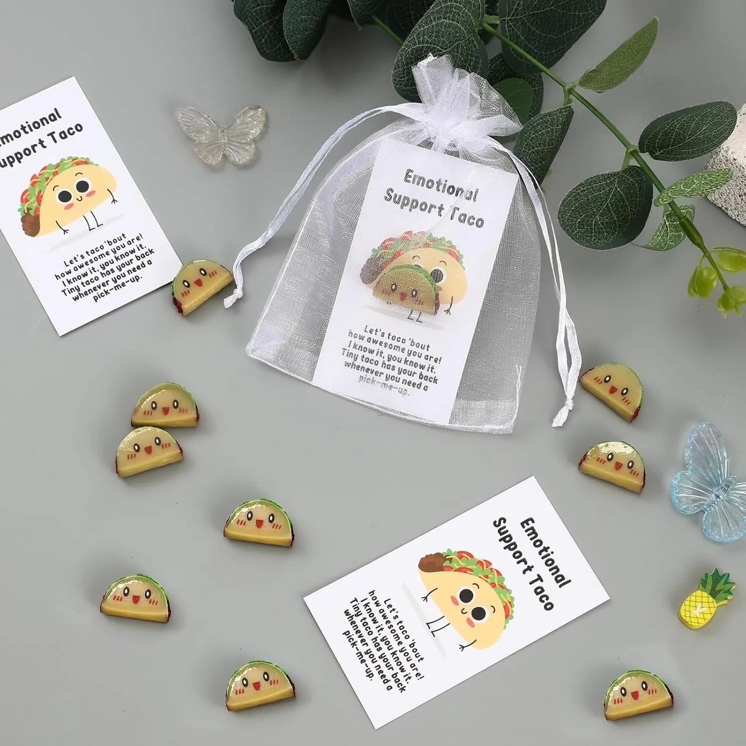 Huwena 50 Employee Appreciation Gifts for Coworkers Resin Emotional Positive Gift with Card Organza Bag for Office Employee Coworker Relationship Team (Taco)