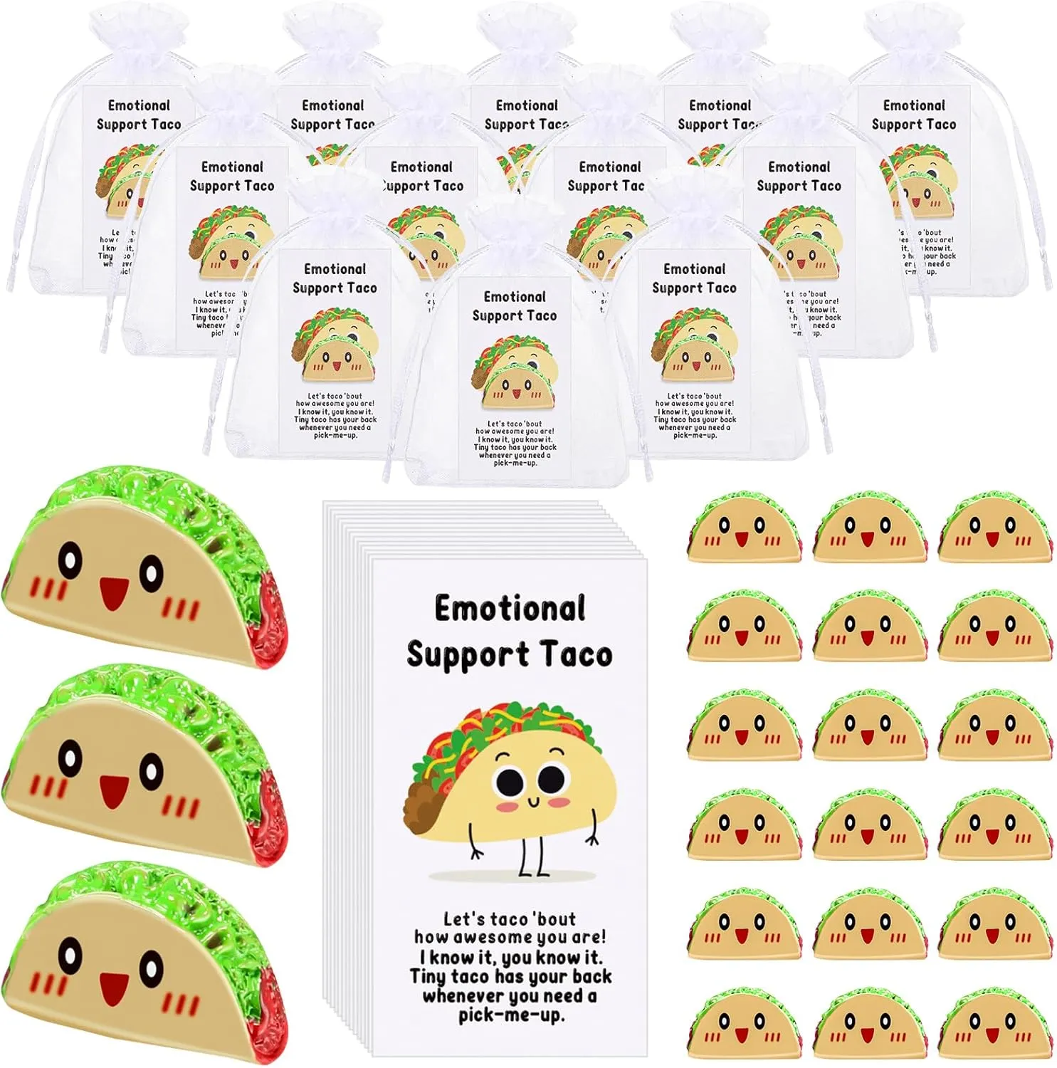 Huwena 50 Employee Appreciation Gifts for Coworkers Resin Emotional Positive Gift with Card Organza Bag for Office Employee Coworker Relationship Team (Taco)