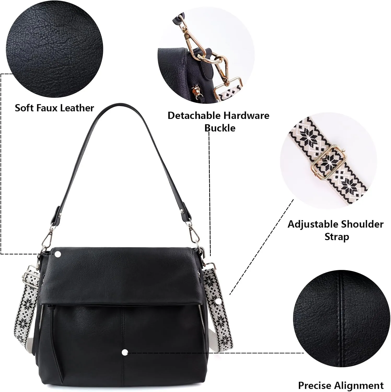 IBEE Large Hobo Crossbody Bags for Women Vegan Leather Crossbody Purse Womens Shoulder Bag with Multiple Zippers