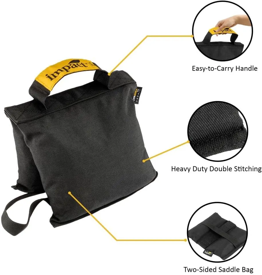 Impact Saddle Shot Bag - 25 lb Weight Bags for Light Stand Photography Video Equipment, Heavy Duty Saddlebag for Backdrop Stand, Photo Tripod, Canopy, Pop up Tent, Water-Resistant(Steel Balls Inside)