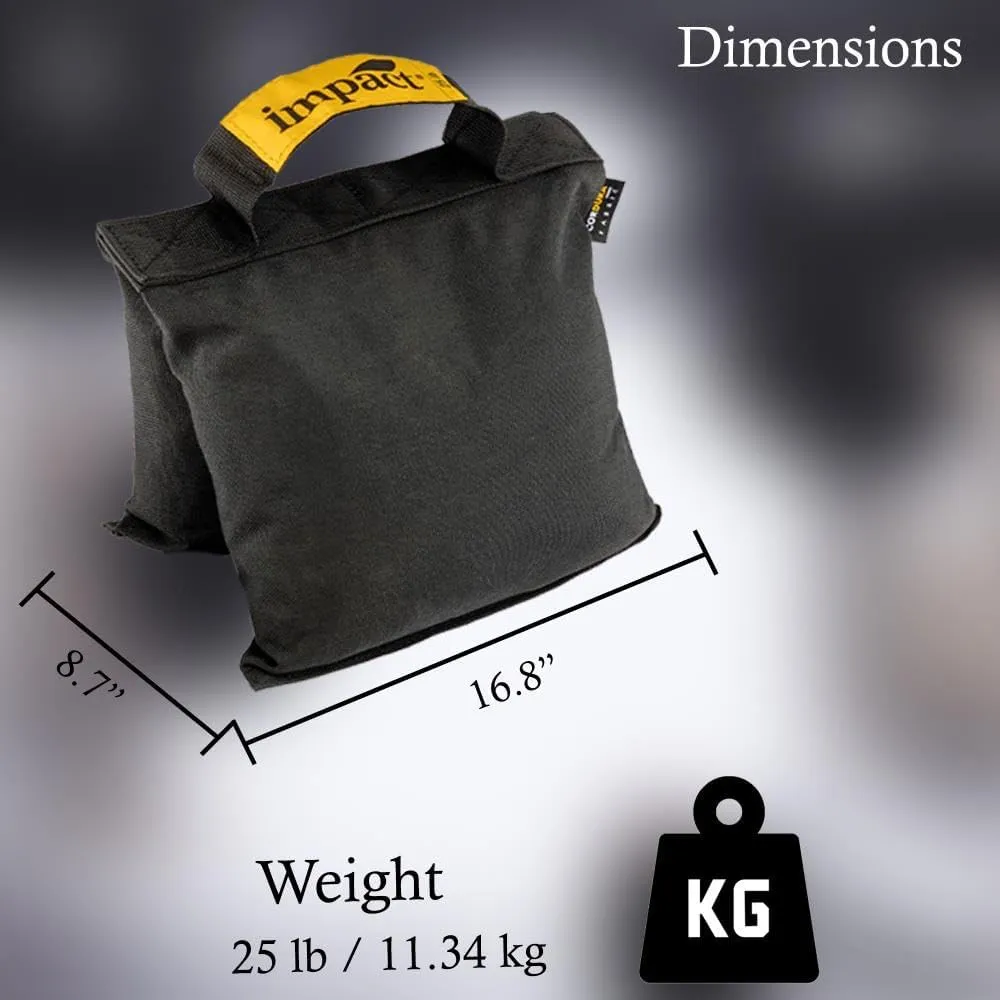 Impact Saddle Shot Bag - 25 lb Weight Bags for Light Stand Photography Video Equipment, Heavy Duty Saddlebag for Backdrop Stand, Photo Tripod, Canopy, Pop up Tent, Water-Resistant(Steel Balls Inside)