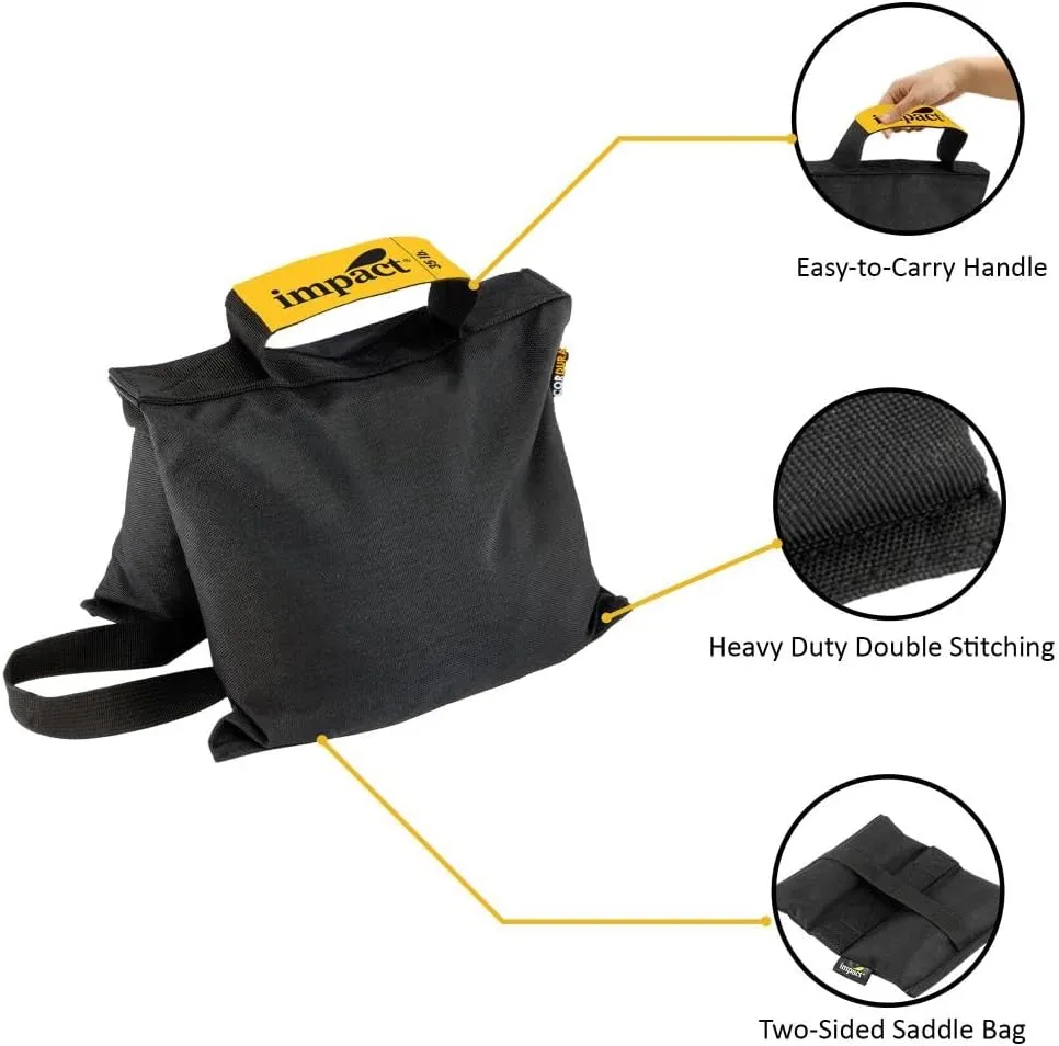 Impact Saddle Shot Bag - 35 lb Weight Bags for Light Stand Photography Video Equipment, Heavy Duty Saddlebag for Backdrop Stand, Photo Tripod, Canopy, Pop up Tent, Water-Resistant(Steel Balls Inside)