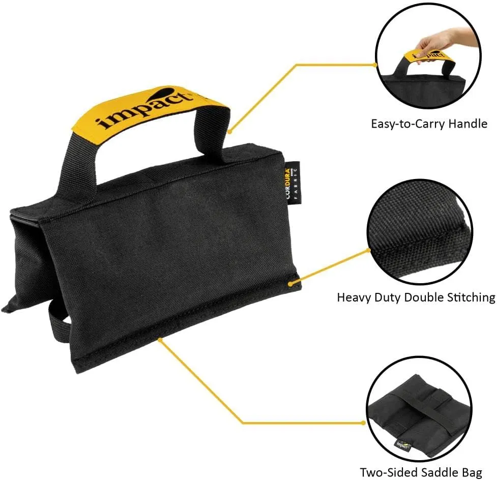 Impact Saddle Shot Bag - 5 lb Weight Bags for Light Stand Photography Video Equipment, Heavy Duty Saddlebag for Backdrop Stand, Photo Tripod, Canopy, Pop up Tent - Water-Resistant (Steel Balls Inside)