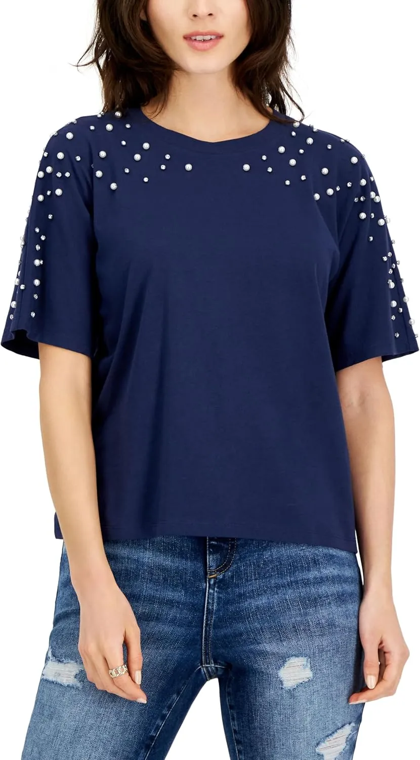 I.N.C. INTERNATIONAL CONCEPTS Womens Embellished Dolman Sleeve Tee