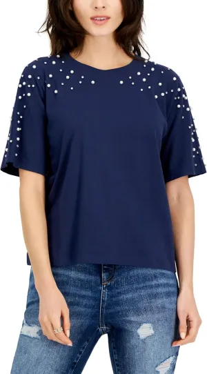 I.N.C. INTERNATIONAL CONCEPTS Womens Embellished Dolman Sleeve Tee