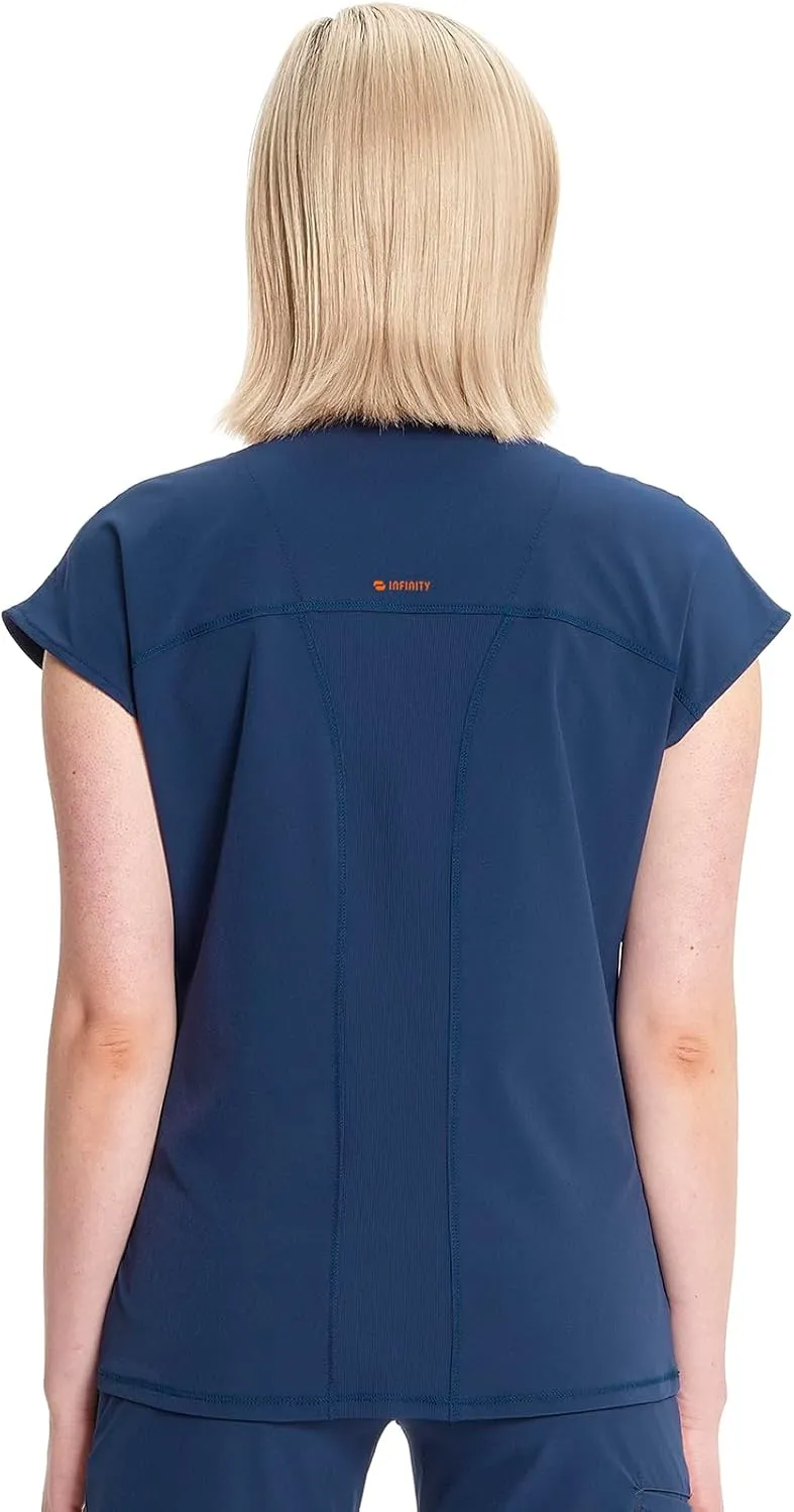 Infinity Cherokee Scrub Top for Women Contemporary Fit Round Neck 3 Pocket with Covered Placket with Partial Zip IN622A